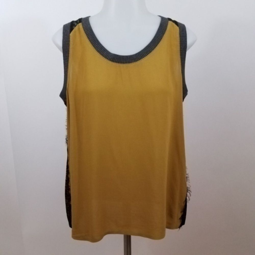 Ella Moss tank top lace yellow‎ gray S solid womens